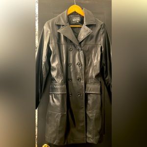 Long Faux Leather Trench Coat